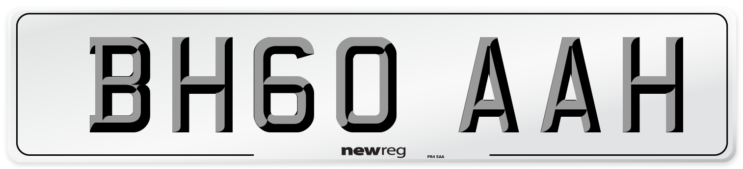 BH60 AAH Number Plate from New Reg